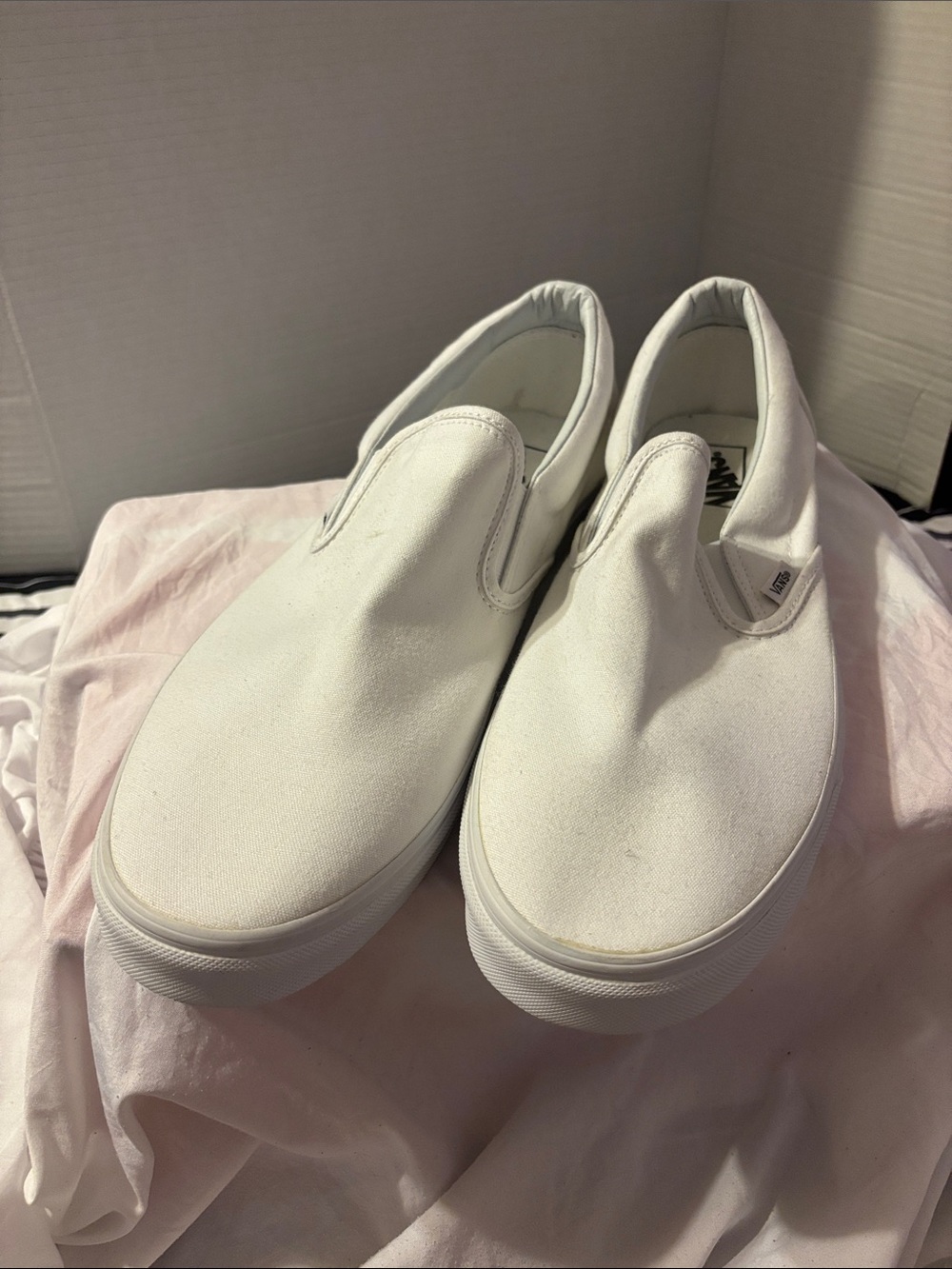 Vans Men's White Canvas Slip-On Loafers